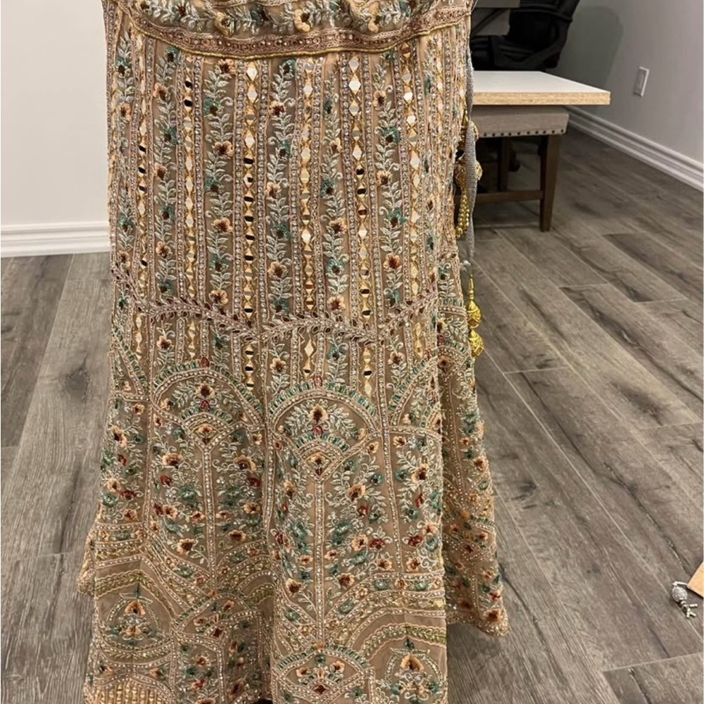 Embroidered Beige Lehenga Choli Set - Picture 7 of 11